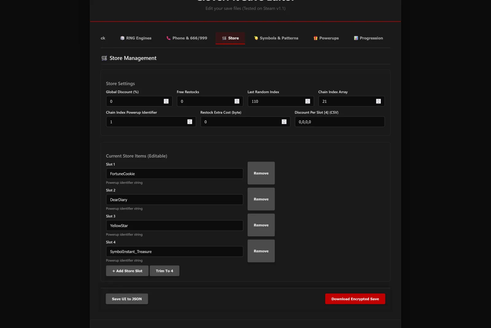 CloverPit Save Editor Screenshot 2